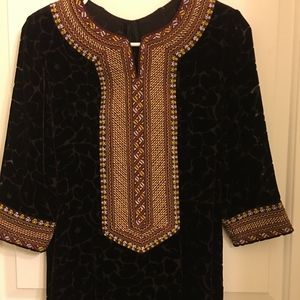 Turkmen Embroidery Burnout Velvet Dress Turkmen Dr